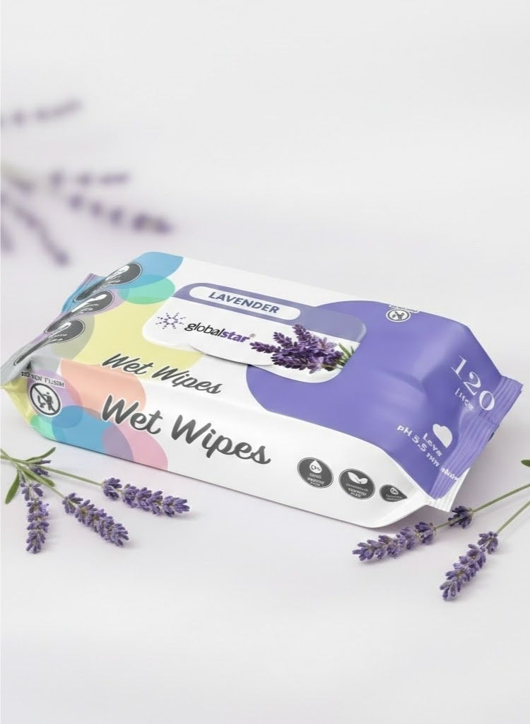 Globalstar Lavender Wet Wipes – 120pcs x 3, Alcohol-Free Moist Towelettes for Gentle Skin Care - Image 5